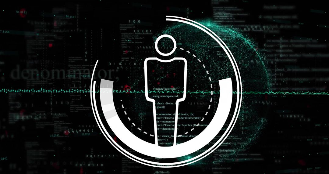 Globe with Human Icon on Data Processing Background
