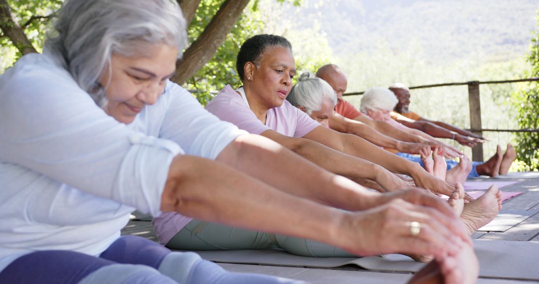 Group of Diverse Seniors Doing Stretching Exercises Outdoors - Free Images, Stock Photos and Pictures on Pikwizard.com