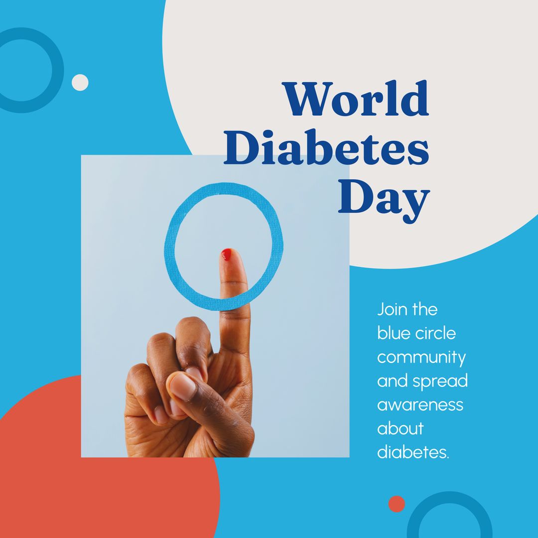World Diabetes Day Awareness with Blue Circle and Healthcare Message