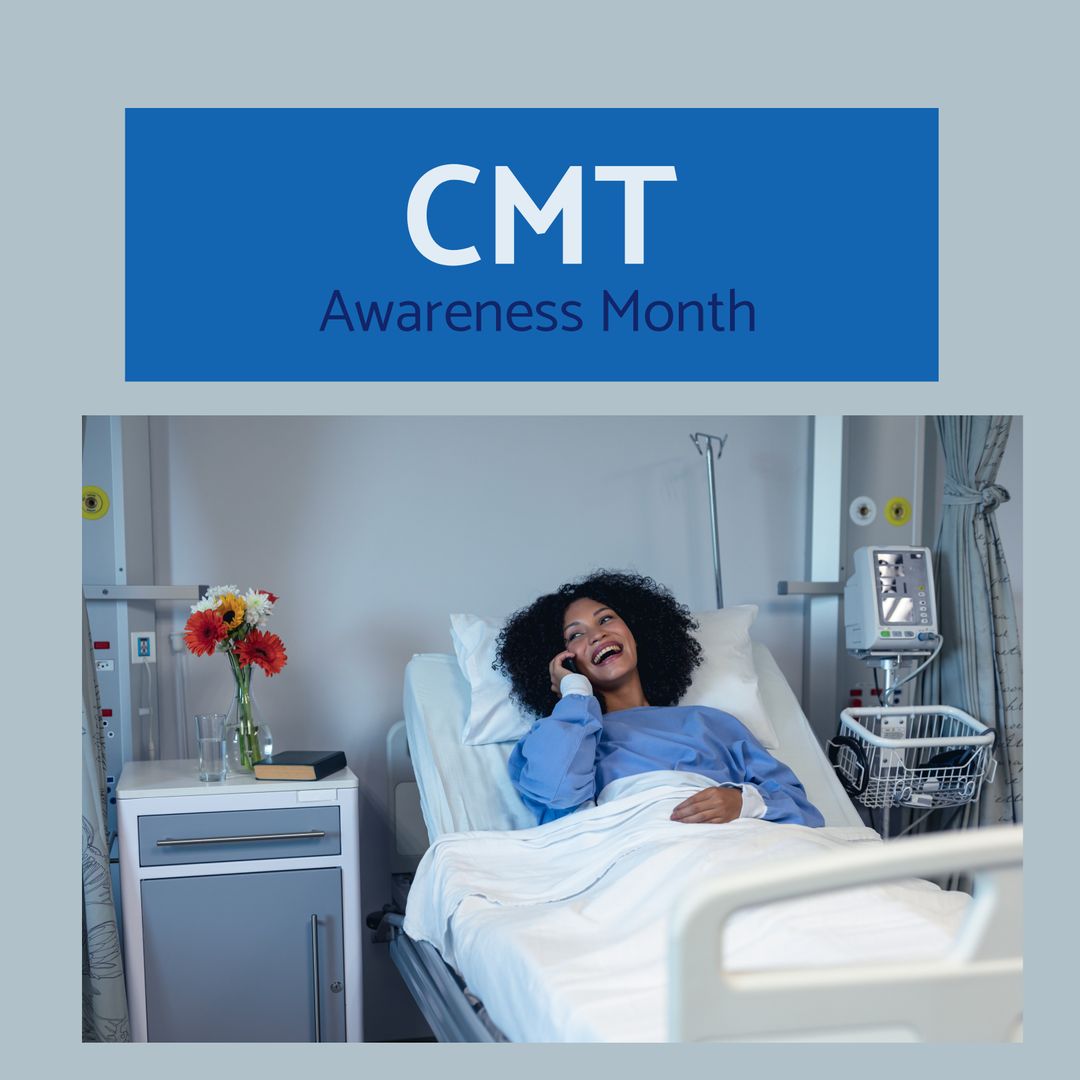 CMT Awareness Month with Smiling Woman in Hospital Bed