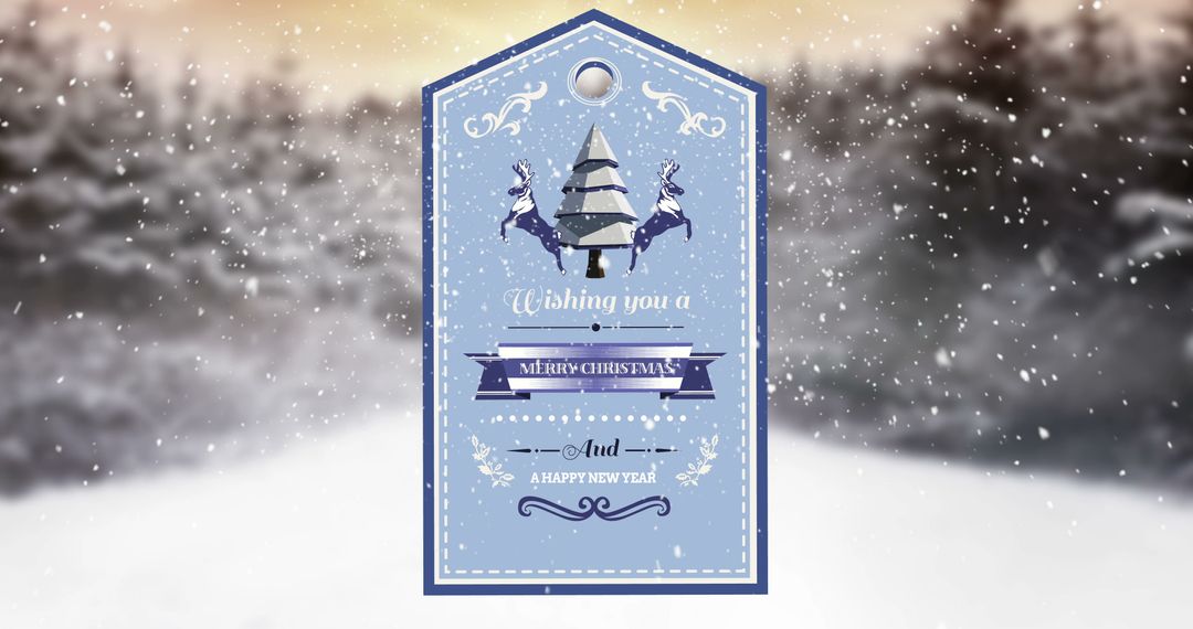 Elegant Merry Christmas Greeting Tag with Festive Winter Background - Free Images, Stock Photos and Pictures on Pikwizard.com