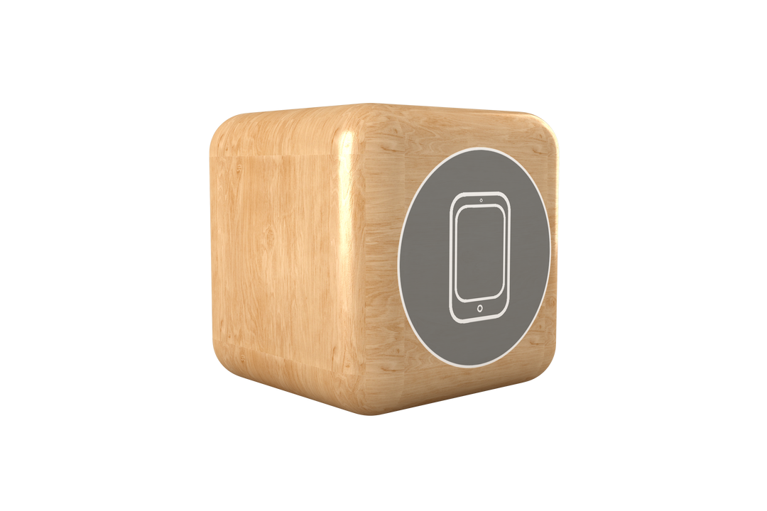 Transparent Wooden Cube With Smartphone Icon Isolated on White Background - Download Free Stock Images Pikwizard.com