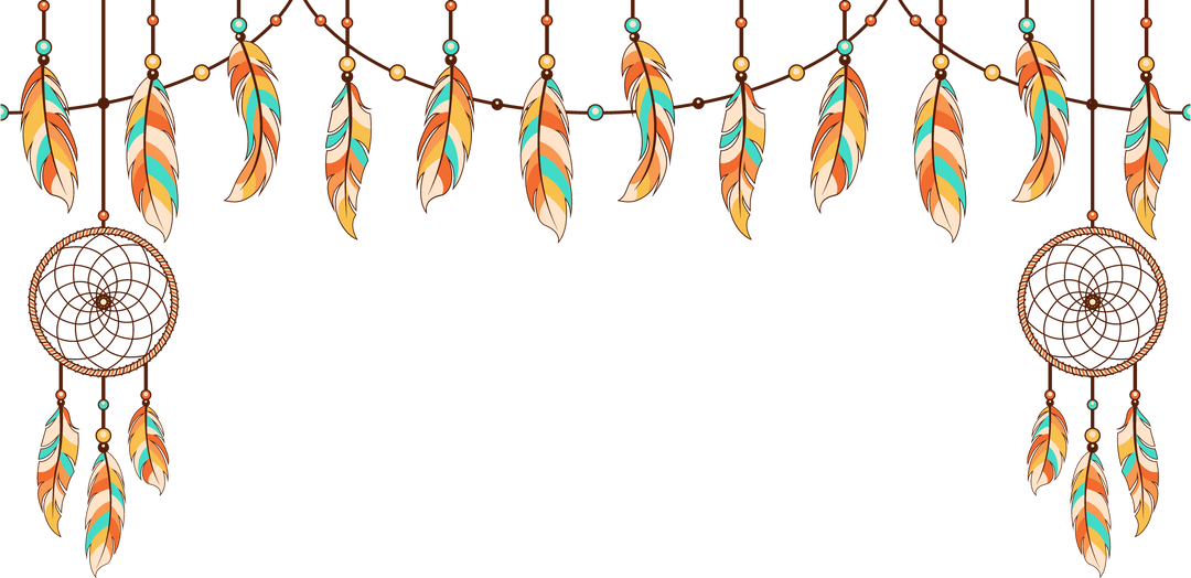 Flat Design Dreamcatcher Border on Transparent Background