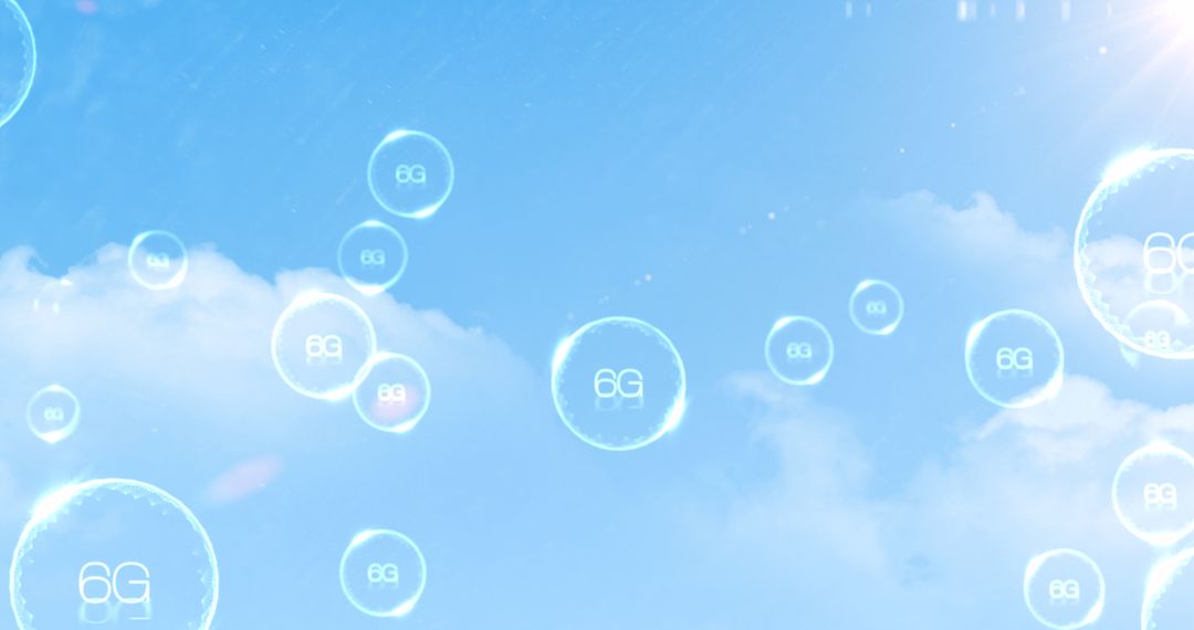Floating 6G Bubbles in Blue Sky Symbolizing Advanced Technology