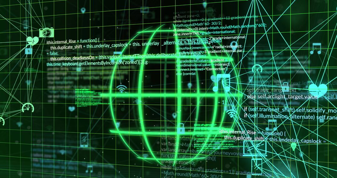 Digital Data Processing Globe with Abstract Technology Network