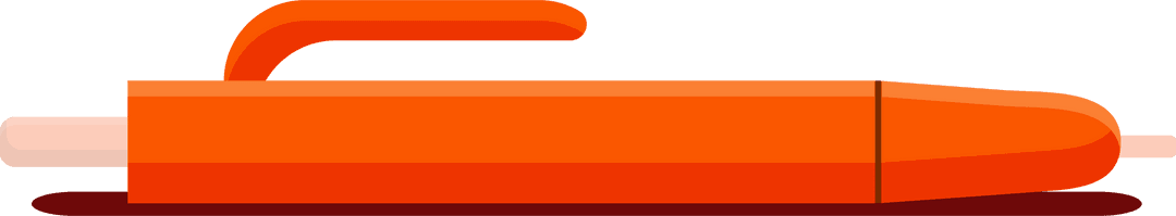 Orange Ballpoint Pen on Transparent Background in Minimalist Style