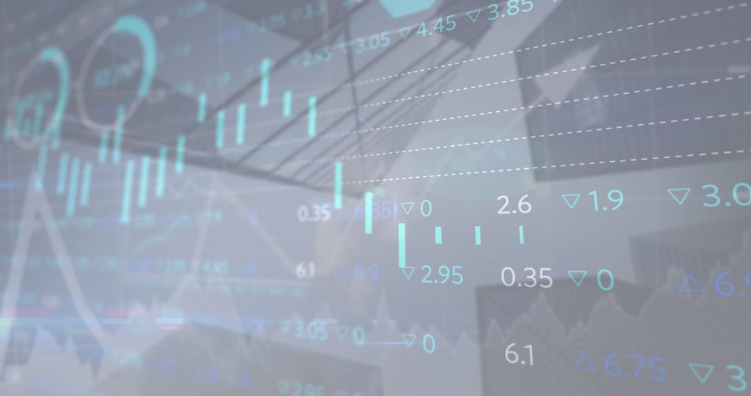 Digital Financial Data Visualization on Building Background