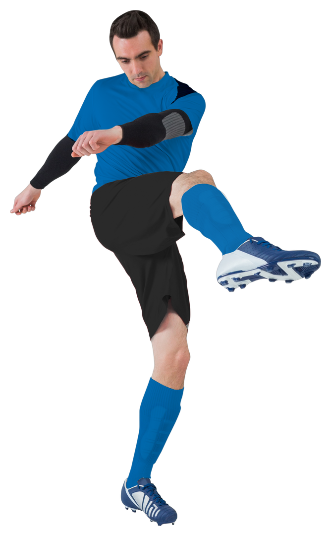 Transparent Football Player in Blue Kicking - Download Free Stock Images Pikwizard.com