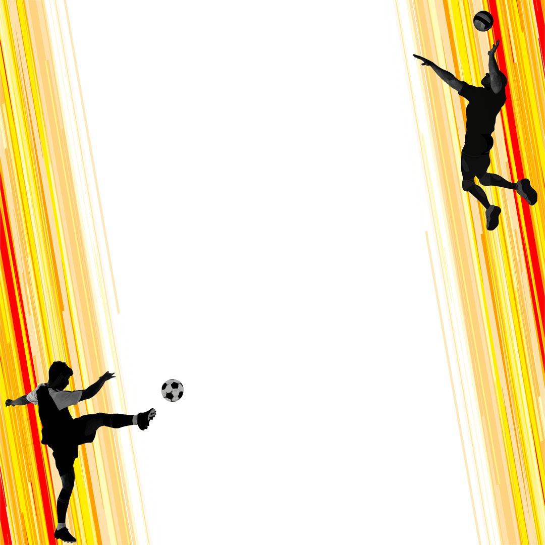 Dynamic Sports Silhouettes with Vibrant Stripes on Transparent Background