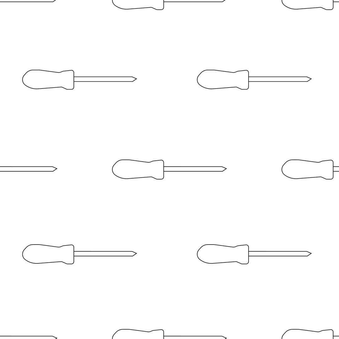 Transparent Pattern of Black Screwdrivers on Clear Background