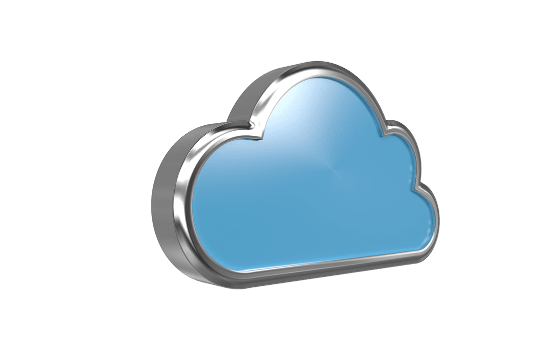 3D Silver Framed Cloud Icon on Transparent Background