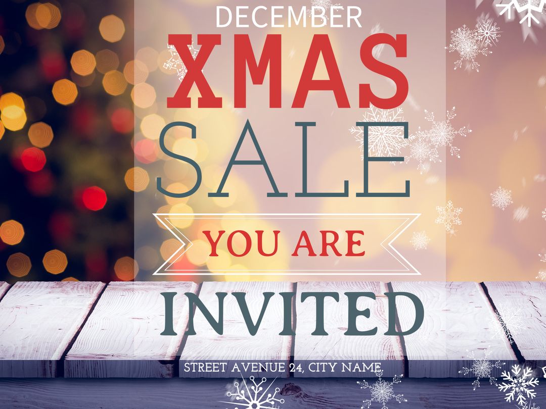 Festive Xmas Sale Invitation with Festive Background
