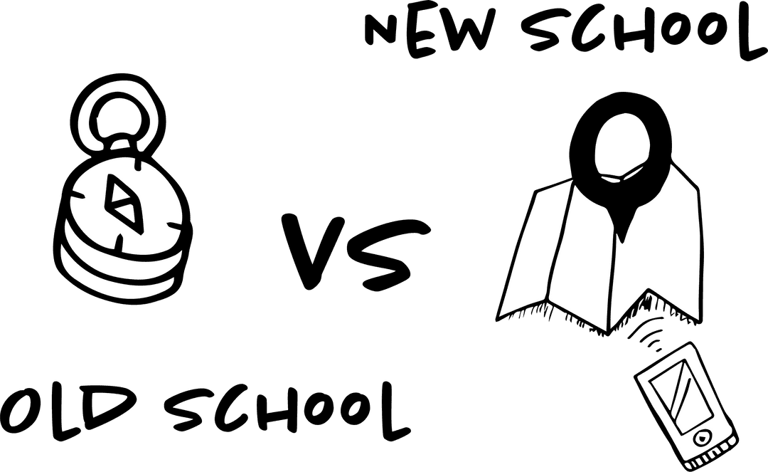 Transparent Icons Charting Old School vs New School Concepts