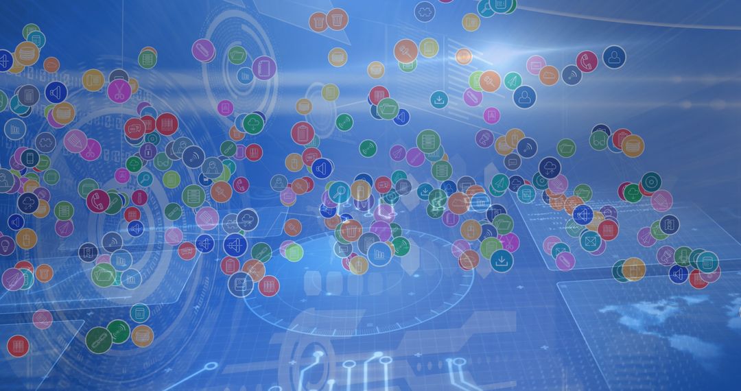 Multicolored Digital Icons Representing Technology Communication