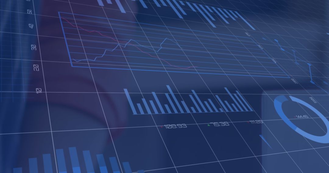 Financial Data Charts and Graphs with Blue Tones