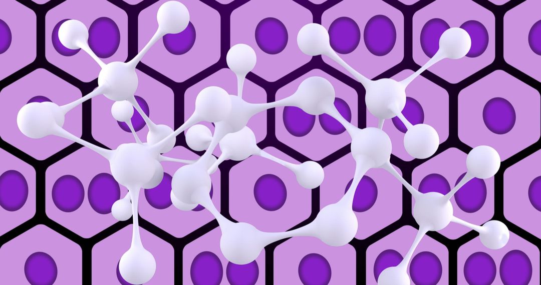 Digital Molecule Structures on Purple Hexagonal Grid