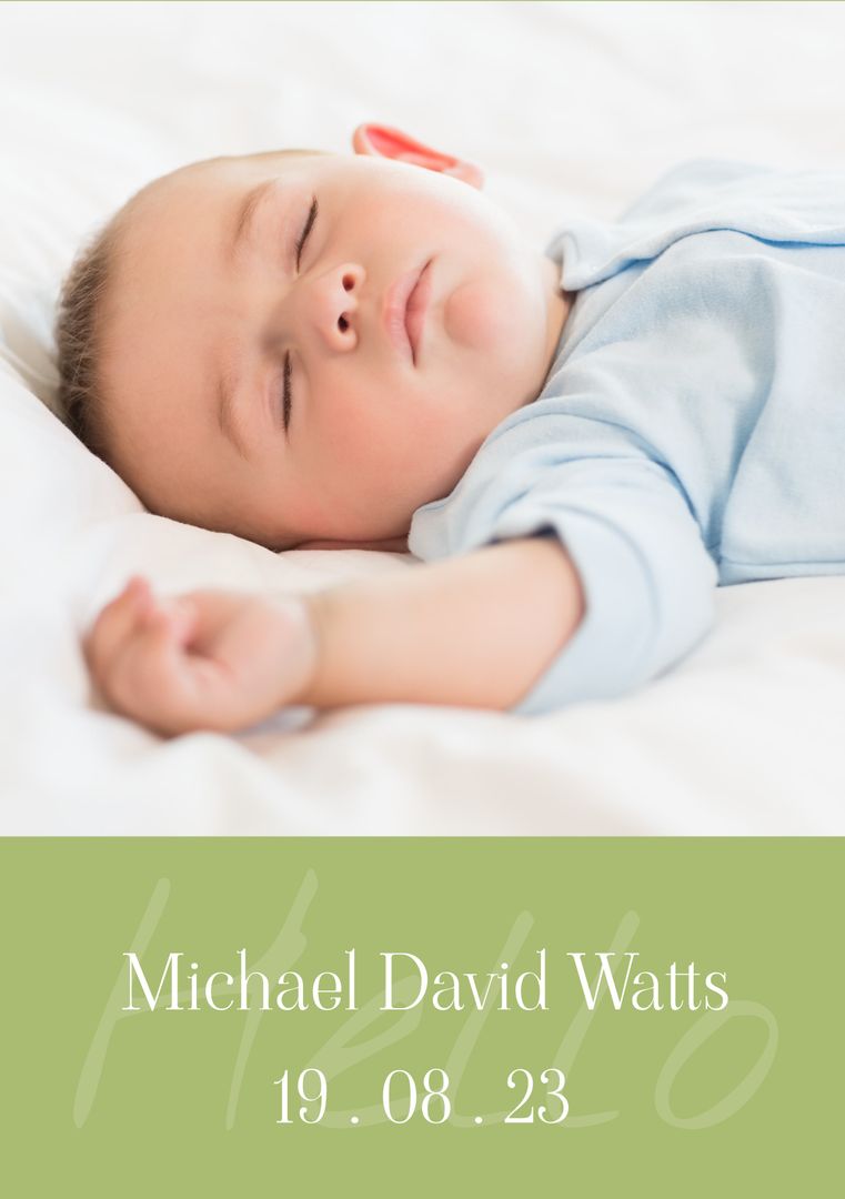 Peaceful Newborn Sleeping in Soft Light with Birth Announcement - Download Free Stock Templates Pikwizard.com