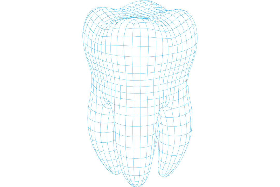 Transparent Blue Gridded Tooth Illustration on Isolated Background