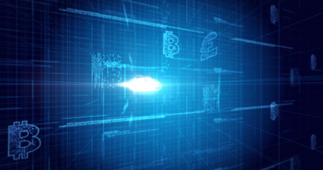 Futuristic Digital Cloud Interface with Glowing Elements