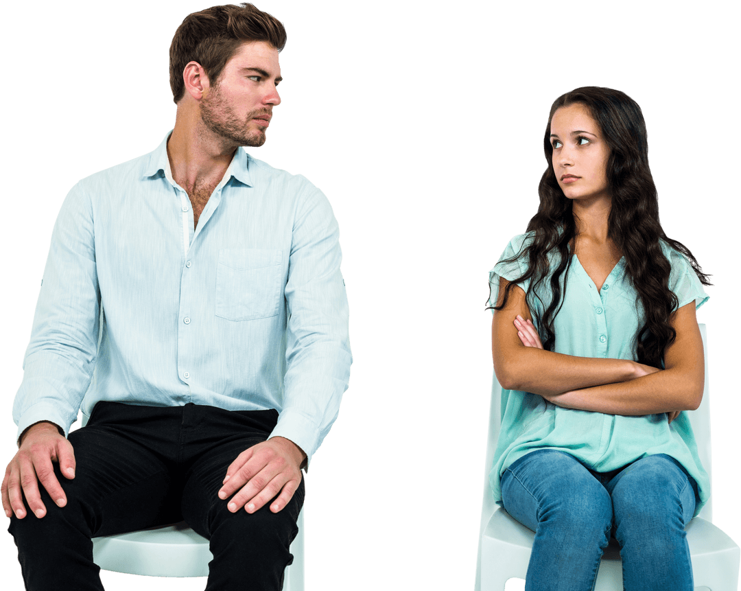 Transparent Couple Facing Relationship Conflict in Silence