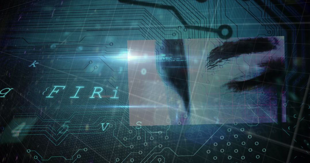 Futuristic Digital Eye with Glowing Circuit Design