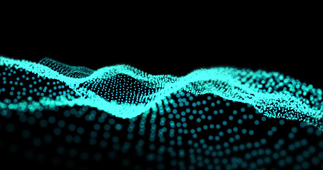 Dynamic Green Dots Form Intricate Wave Against Black Background