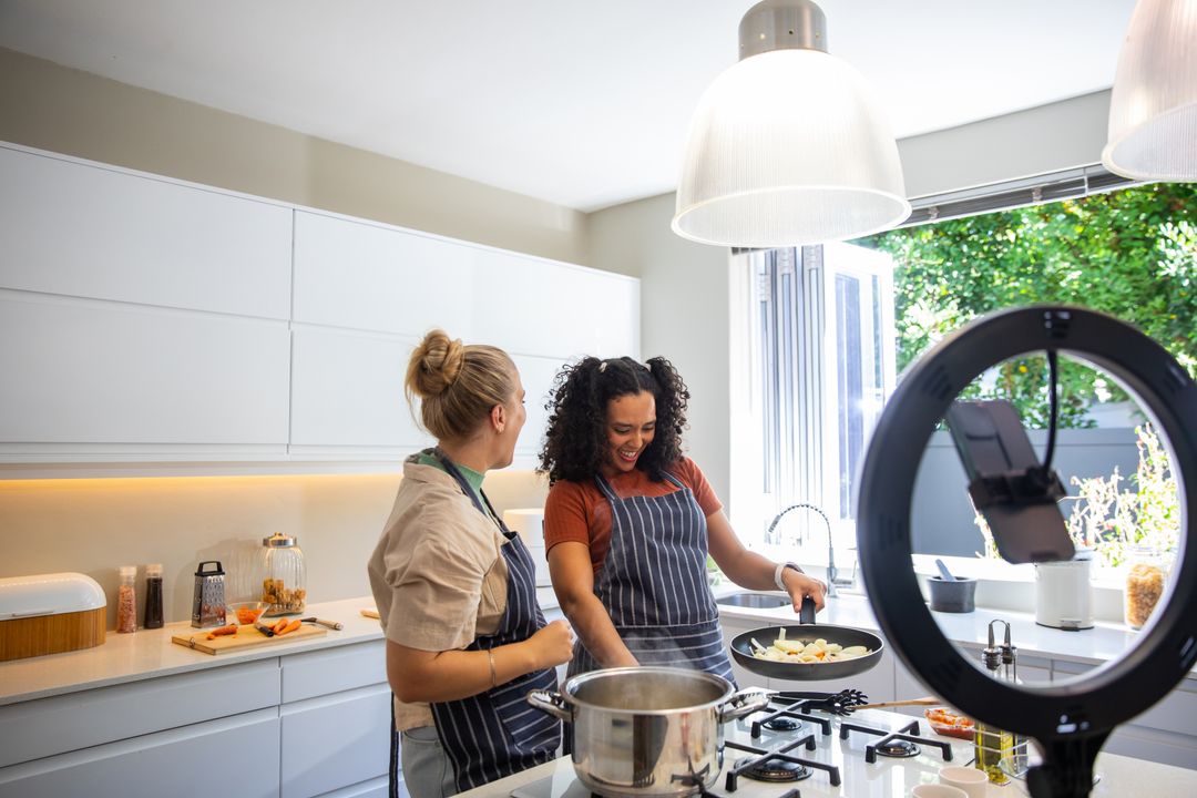 Diverse Friends Collaborating in Modern Kitchen
