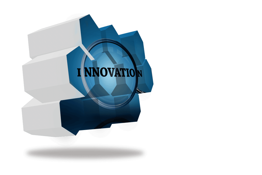 Innovation Text on Transparent Background with Cogwheel Icon
