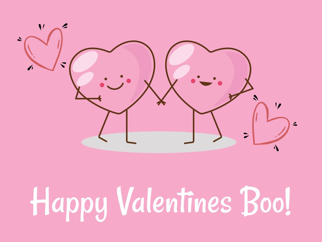 Cute Heart-Shaped Characters with Valentine's Day Message