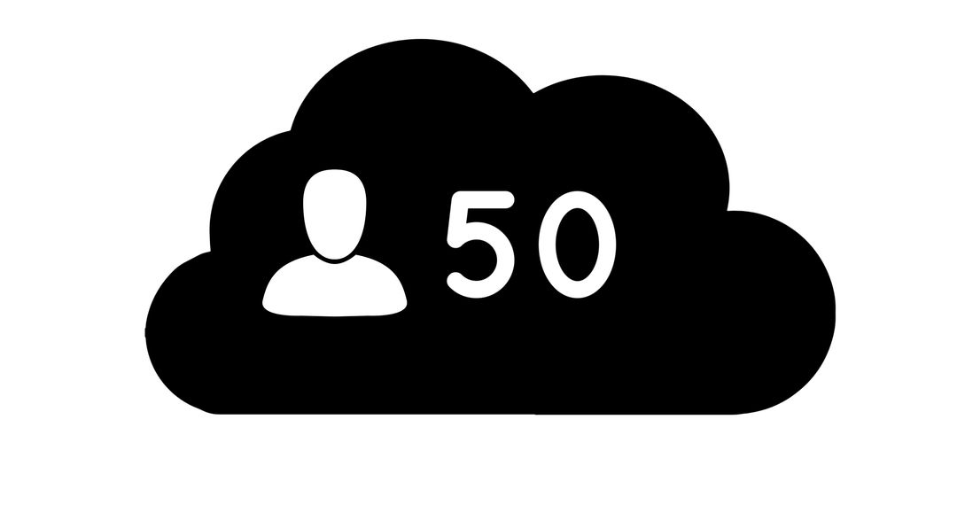 Follower Icon in Black Cloud with Counting Number