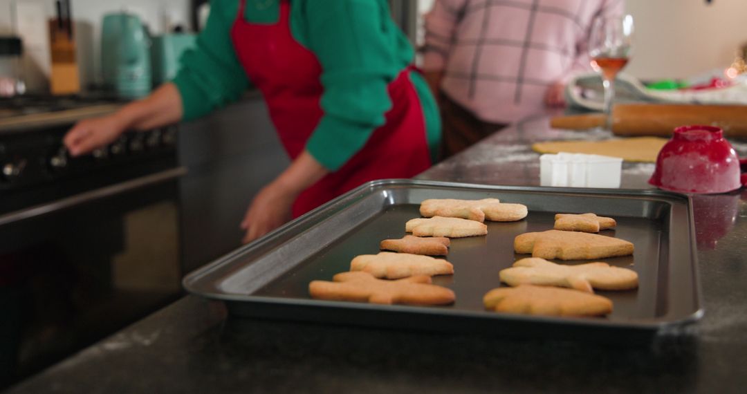 Baking Christmas Gingerbread Cookies at Home
