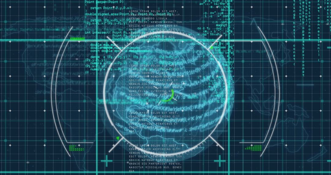 Futuristic Digital Interface with Data and Security Code Overlay