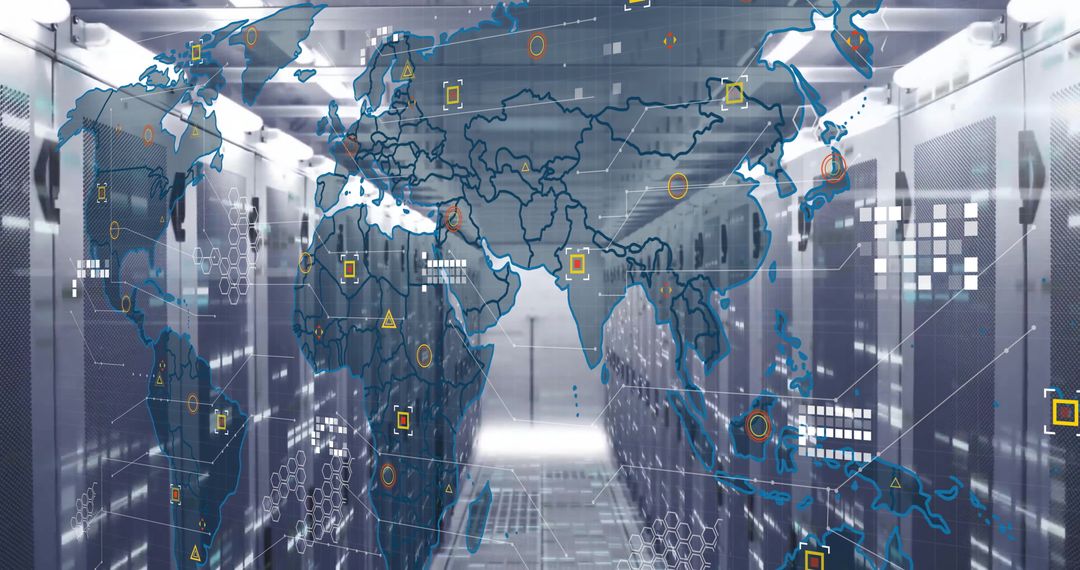 Digital World Map Overlay in Data Center Setting