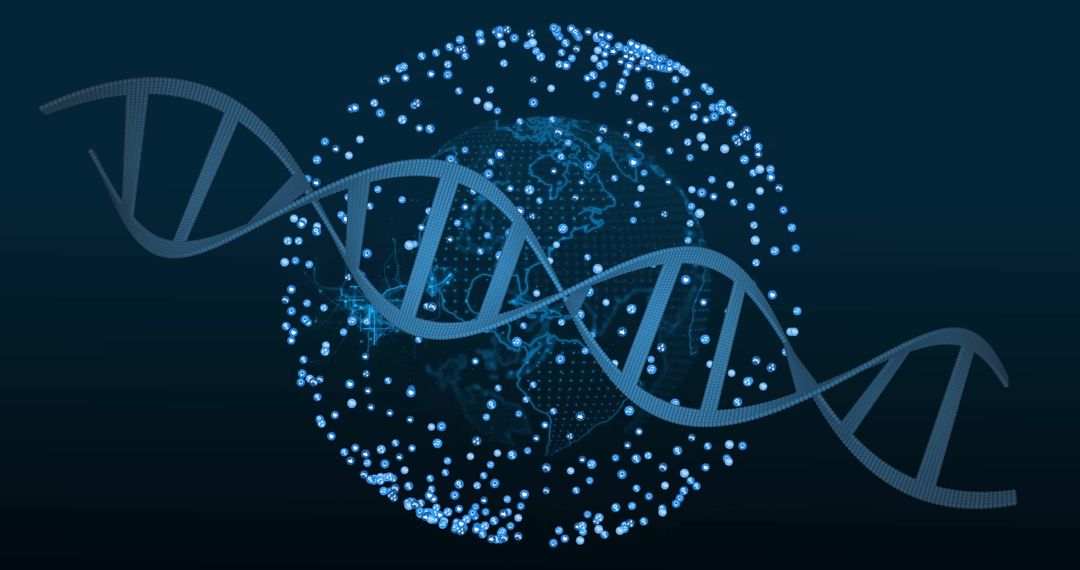 Digital DNA and Globe Illustrating Technological Innovations