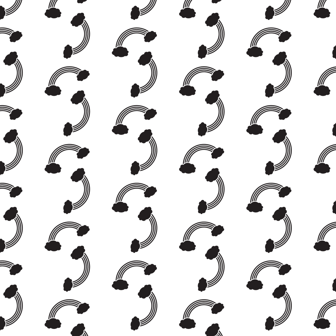 Seamless Black Rainbow Pattern on Transparent Background