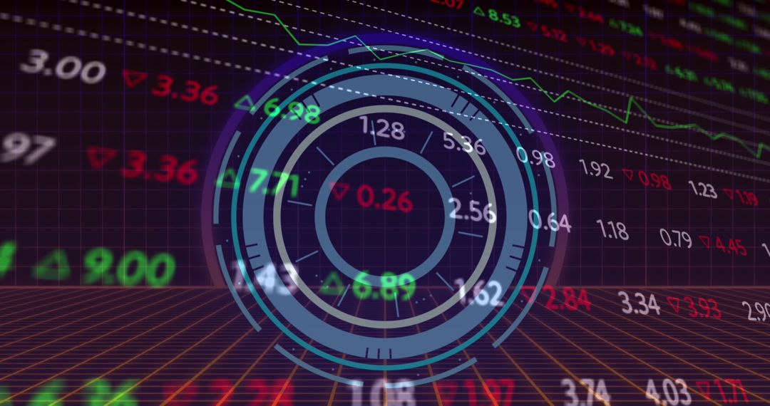 Digital Target Overlaid on Stock Market Data Visualization
