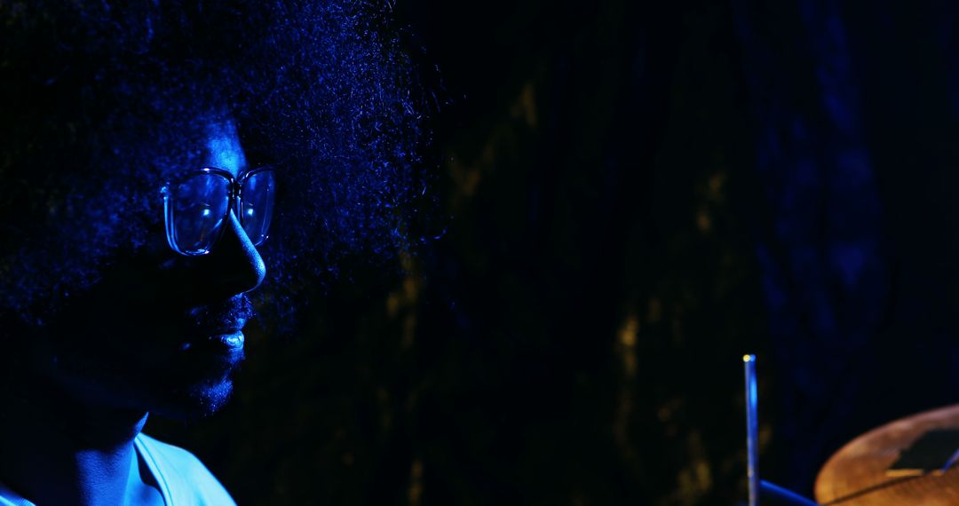 Contemplative Mood in Blue Light with Abstract Space