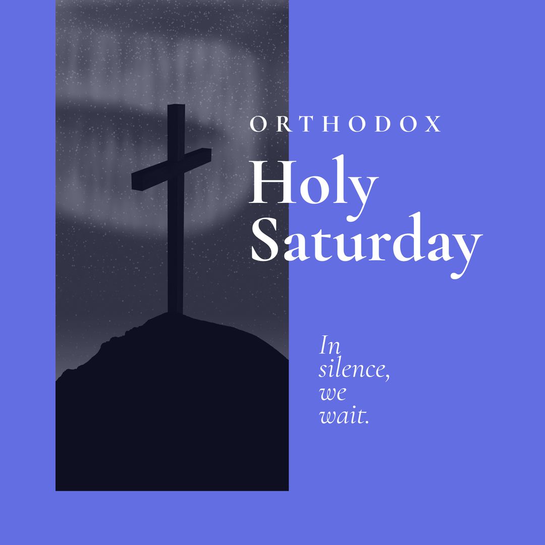 Orthodox Holy Saturday Cross Silhouette against Starry Night