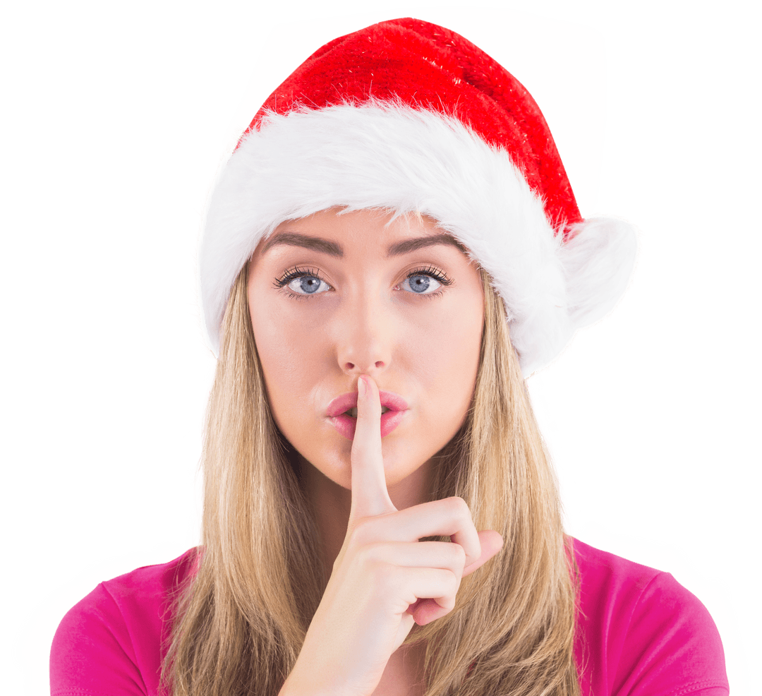 Festive Santa Hat Gesture on Transparent Background Capturing Holiday Fun