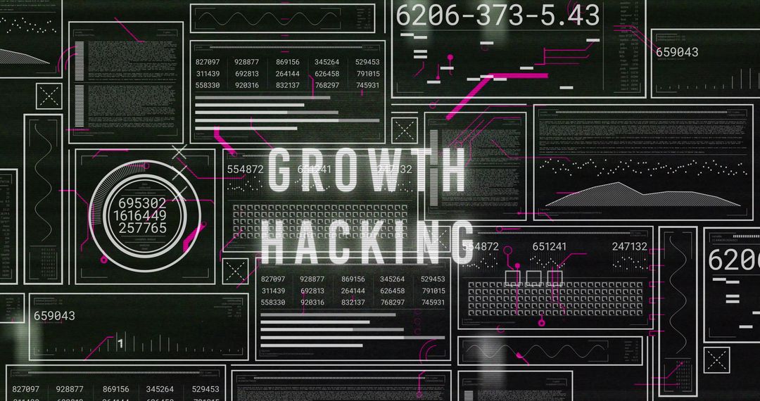 Futuristic Growth Hacking Dashboard Visualization with Data Panels