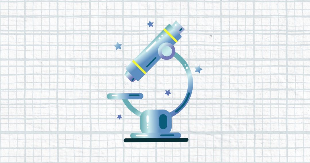Digital Art of Telescope with Stars on Graph Paper Background
