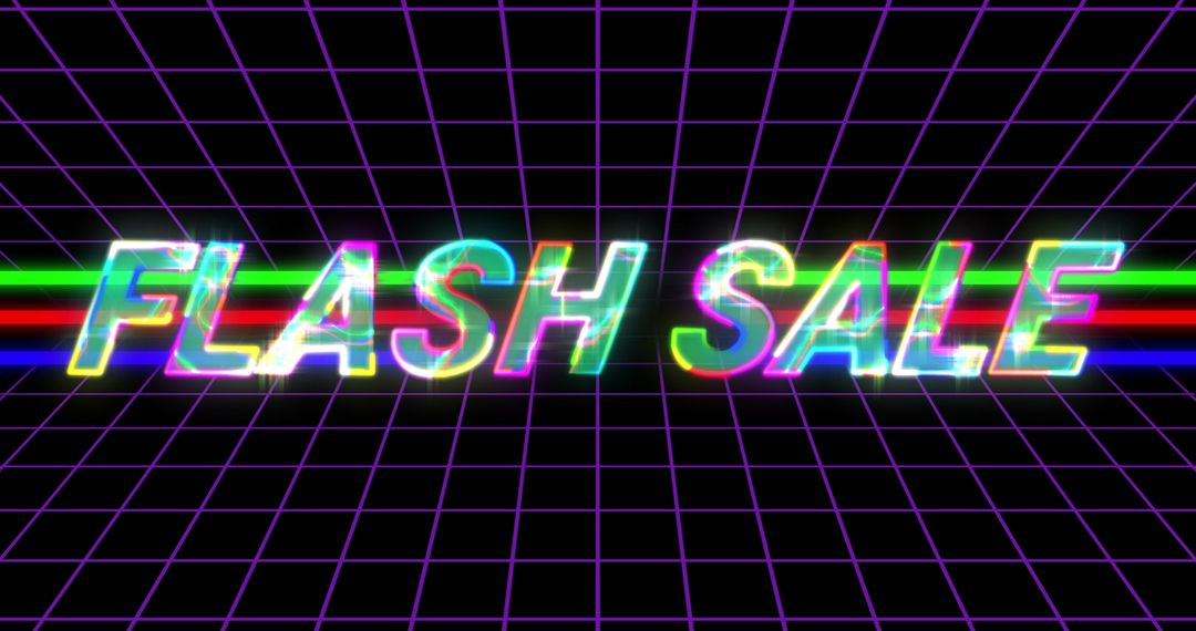 Retro-Neon Flash Sale Grid Design with Colorful Vintage Vibes