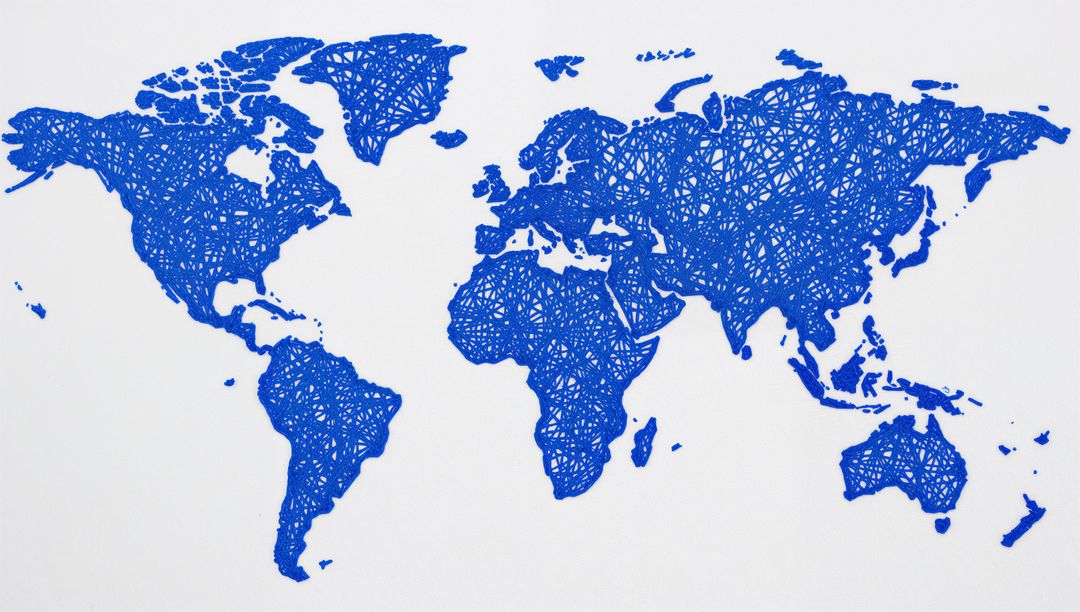Abstract Blue World Map with Interconnected Lines