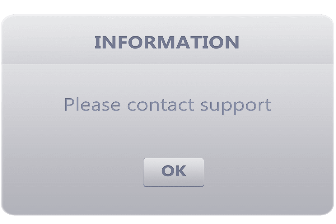 Transparent Information Alert Dialogue Box for Support
