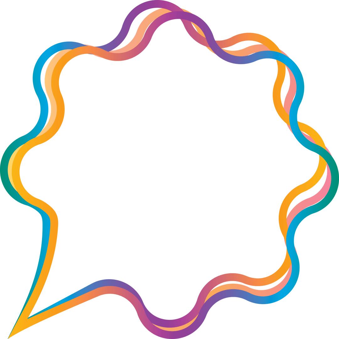 Colorful Speech Bubble with Wavy Border on Transparent Background