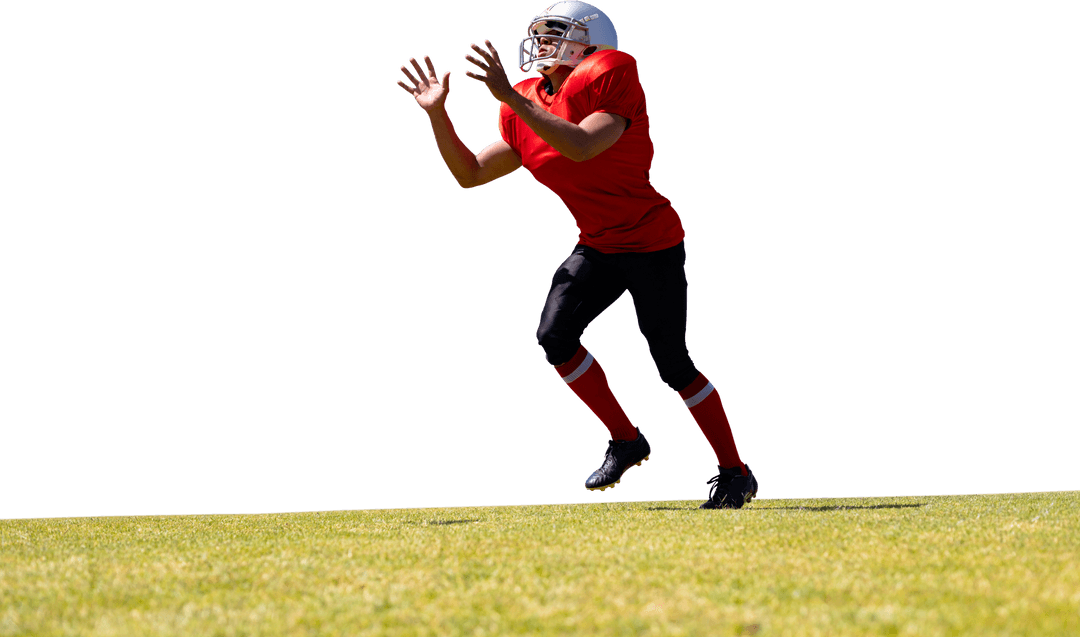 Transparent Rugby Player in Action on Grassy Field