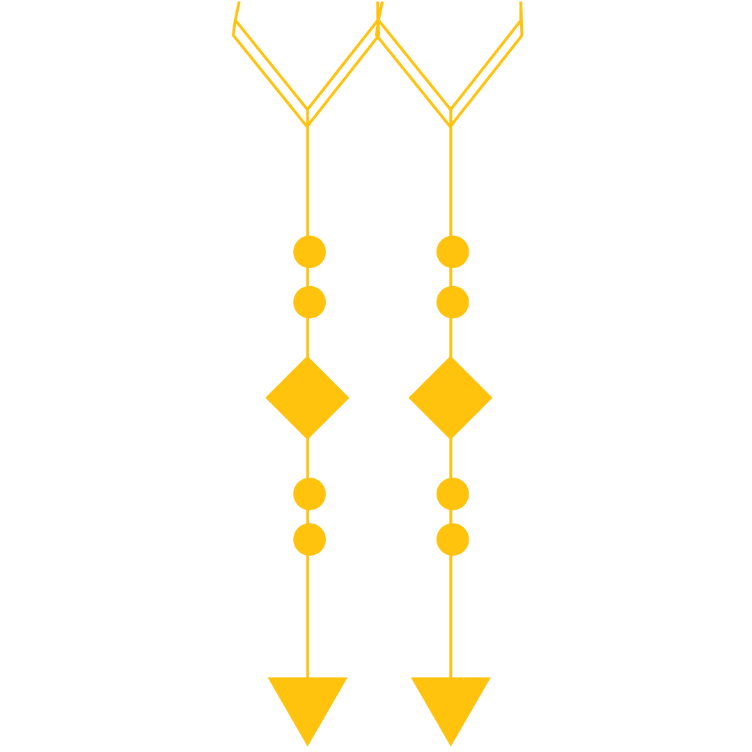 Yellow Downward Arrows on Transparent Background