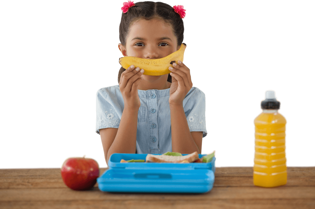 Smiling Girl Holding Banana Like Smile Transparent Background