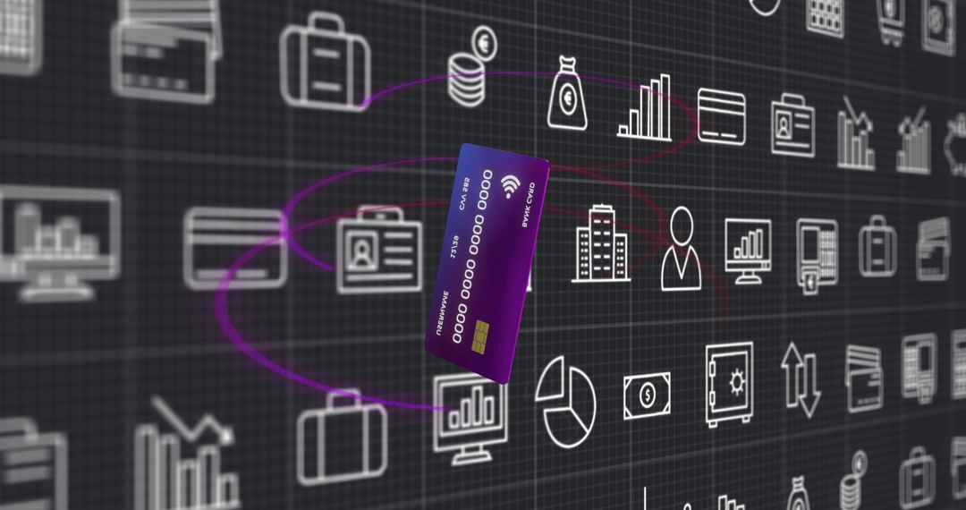 Digital Banking Concept with Credit Card and Financial Icons