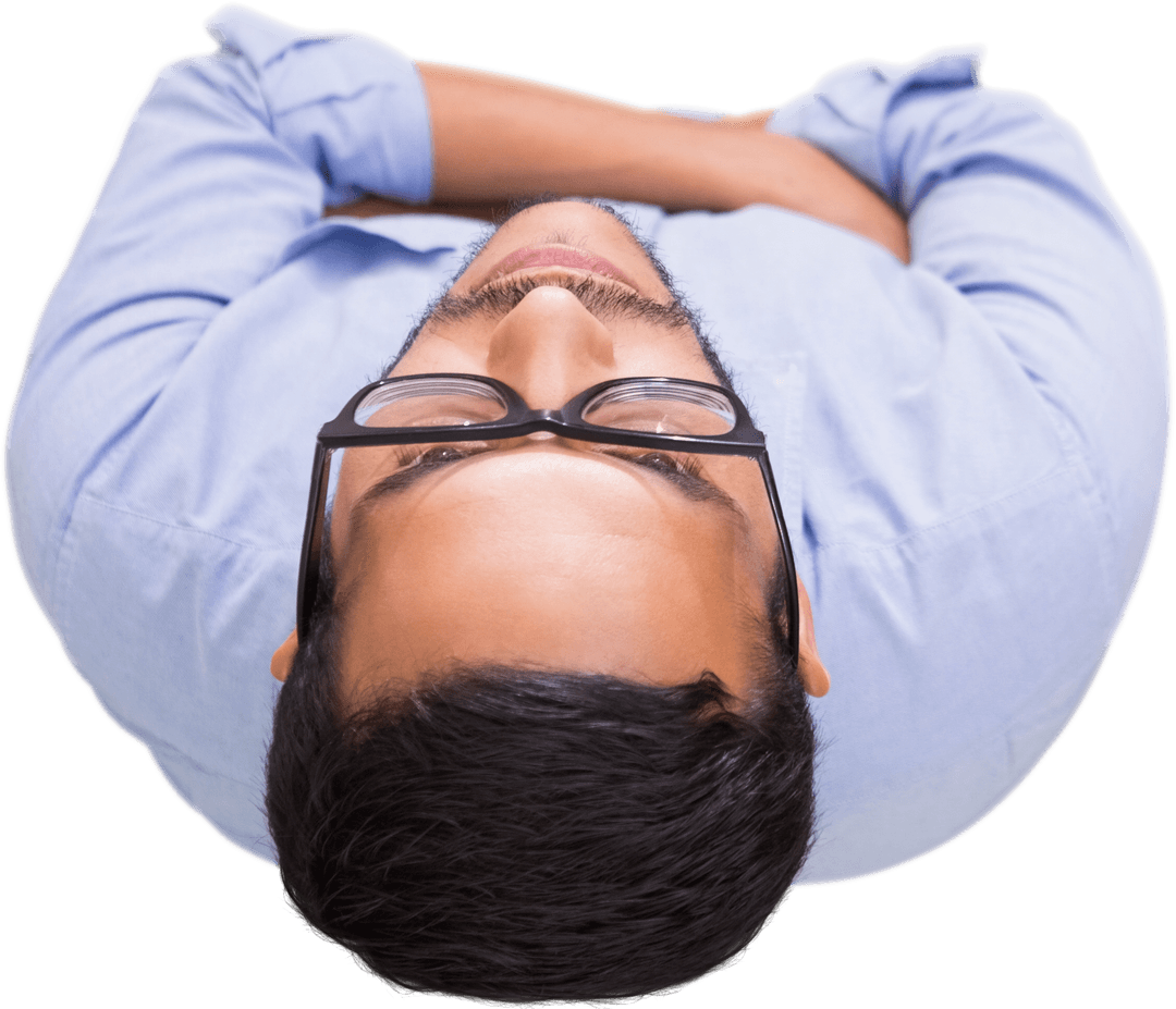 High Angle View of Pensive Businessman with Transparent Background